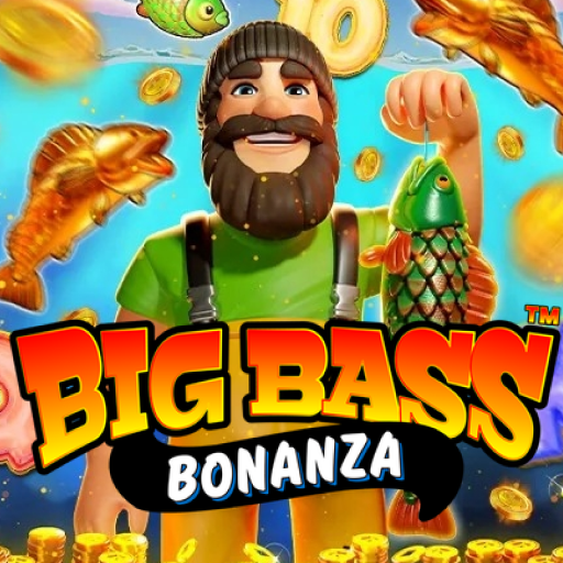 Big Bass Bonanza App logo featuring a fisherman holding a colorful fish, surrounded by golden coins and vibrant aquatic-themed graphics.